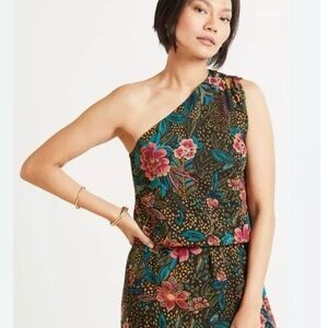 NWT Evereve Women’s One Shoulder Floral Tropical Azalea Top Shirt